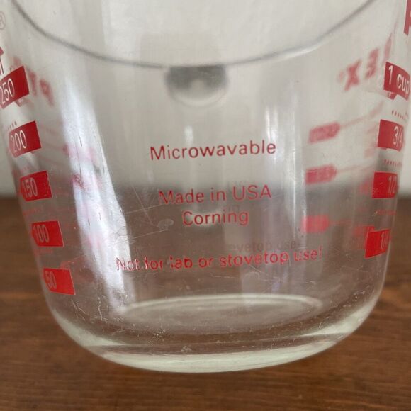 Vintage Pyrex 1 Cup Glass Measuring Cup Red Lettering Open Handle USA - Picture 7 of 7